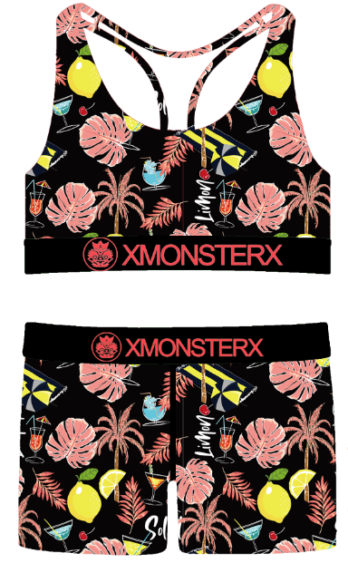 W1050 Lemon Trees Drinks Printed Design Racerback Pajama/Lounge Set