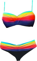 S771 Multicolor Tie-dye Padded Gather Push-up Bikini Set