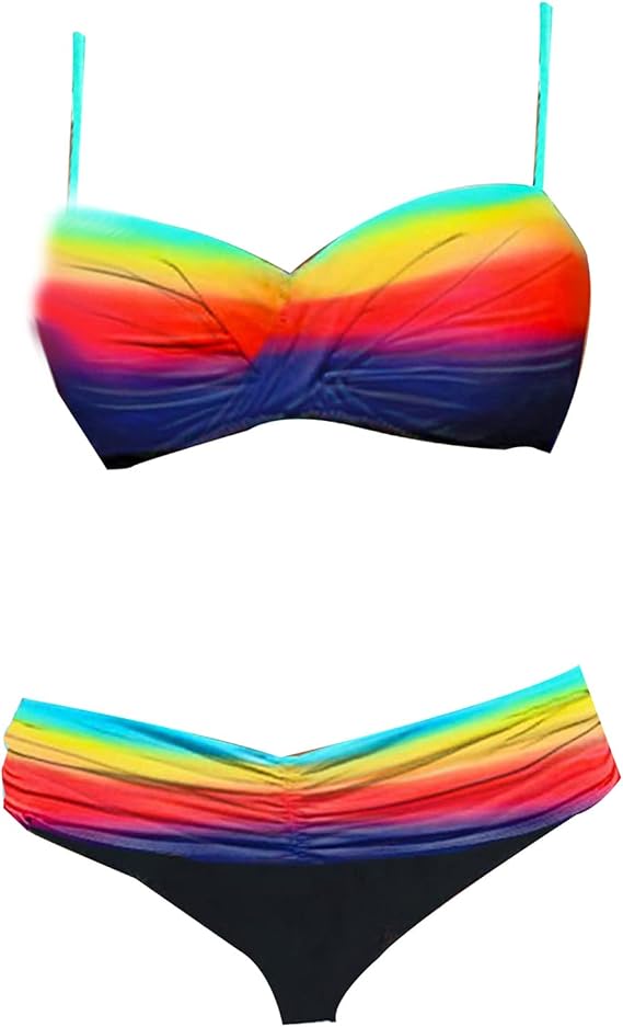 S771 Multicolor Tie-dye Padded Gather Push-up Bikini Set