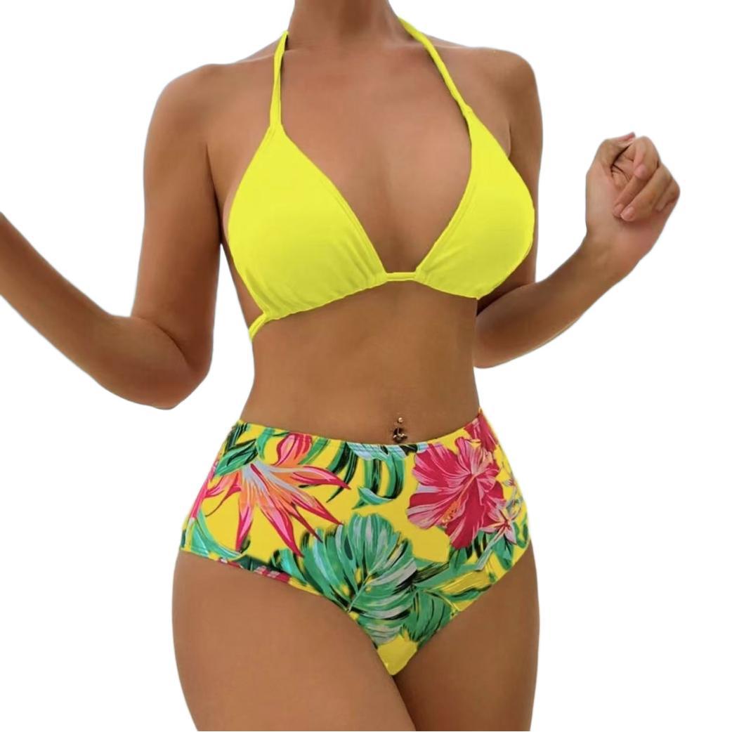 SY25 Three Piece Floral Yellow Mesh Cover Up
