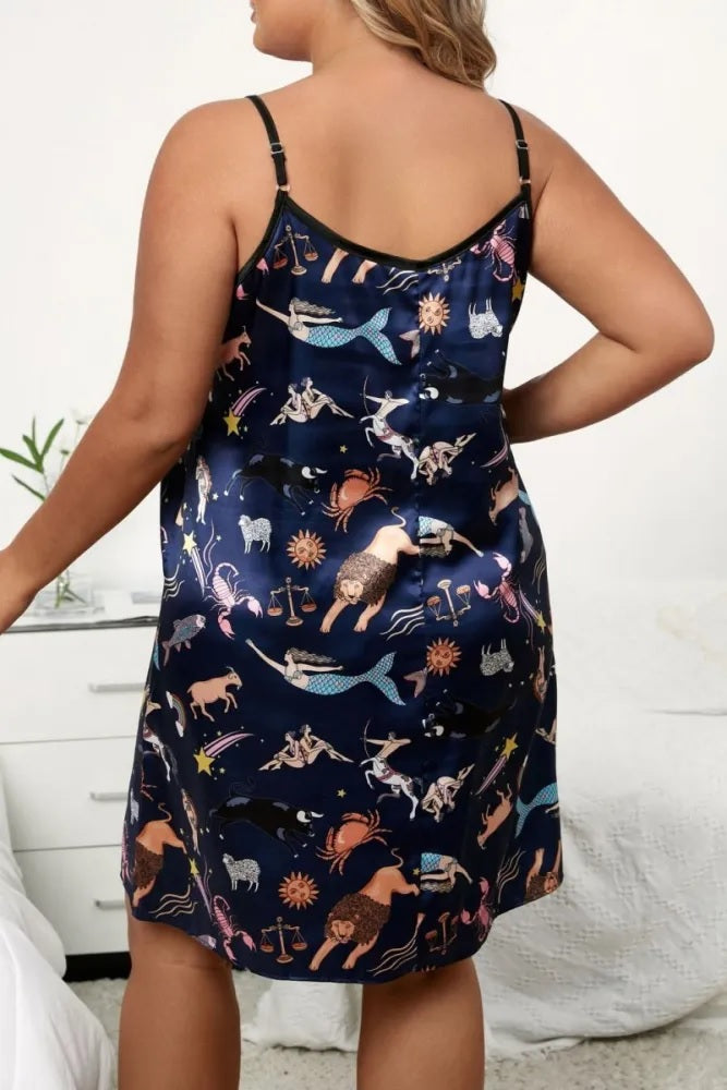 MS25 Zodiac Printed Spaghetti Strap Sleeveless Dress