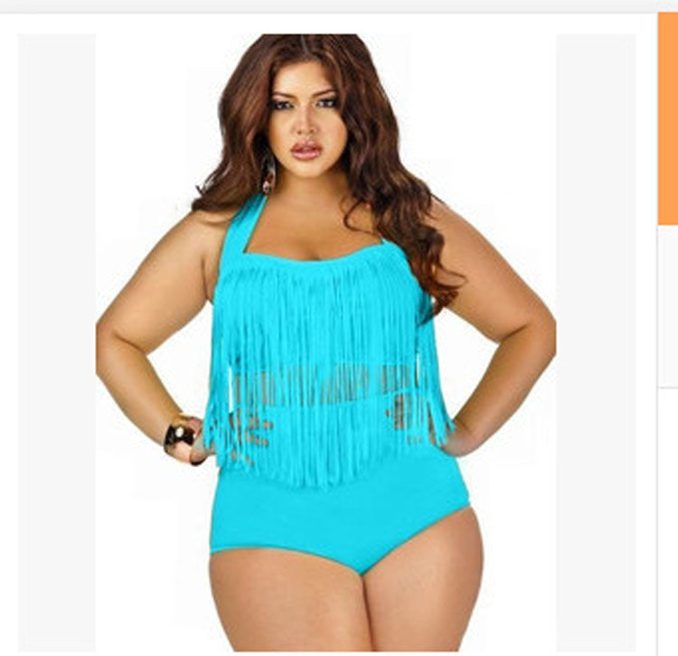 SW614 Fringe Top High Waist 2PC Women Swimsuit