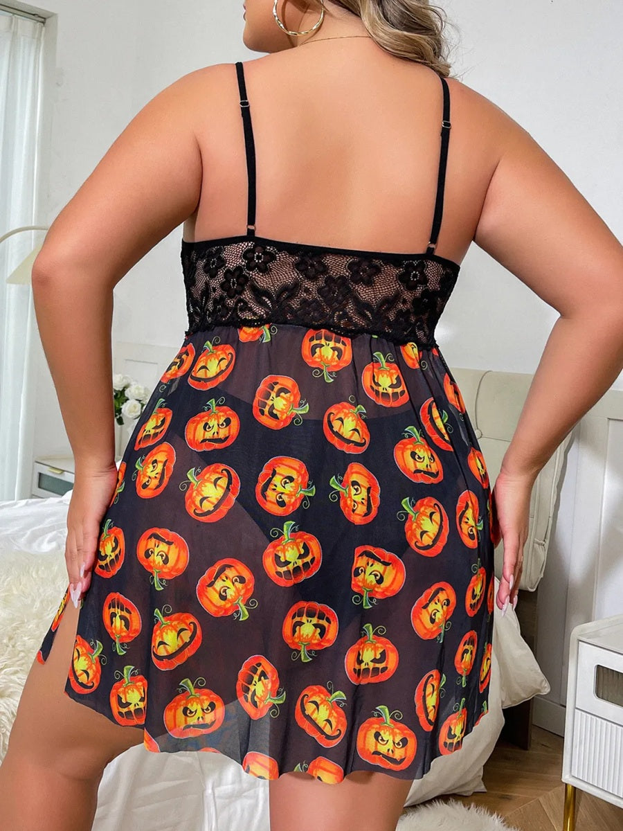 YP21 Pumpkin Head Bottom Lace Top Nightgown