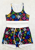 D776 Multi Color Leaf Racerback Men Boxer Design Bottom