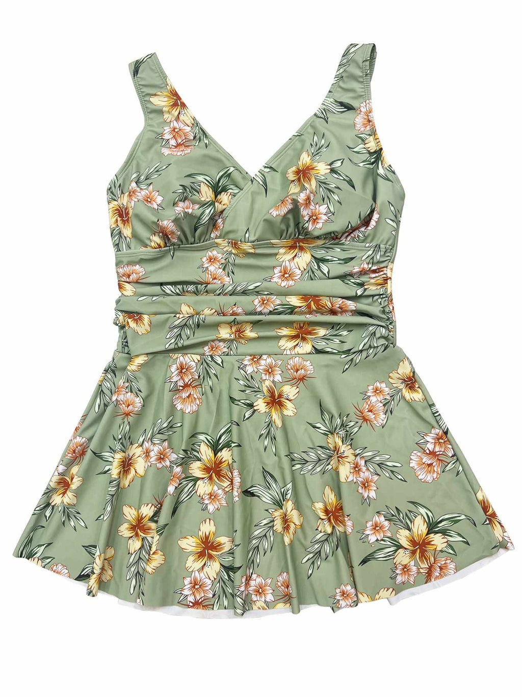 SP20 Two Piece Green Floral Print Tankini Top  Boy Shorts Bottom