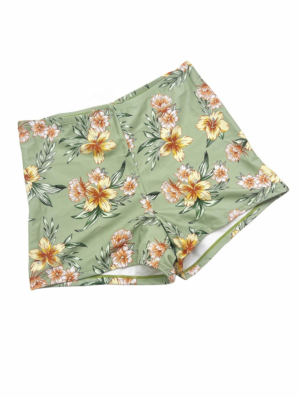 SP20 Two Piece Green Floral Print Tankini Top  Boy Shorts Bottom