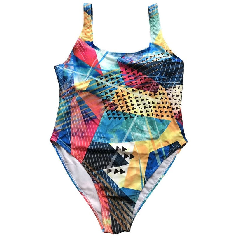 KA151 Abstract Painted One Piece Swimsuit