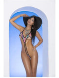82072 Multi Color Lycra Monokini One Piece