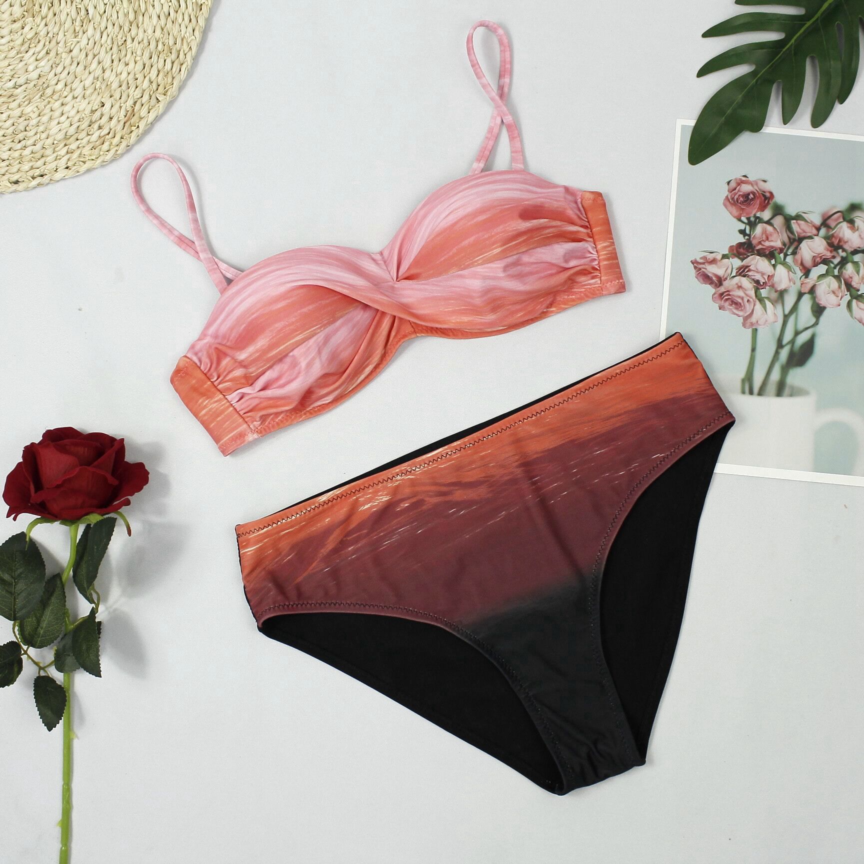 KS212 Orange Ombre Bikini Set