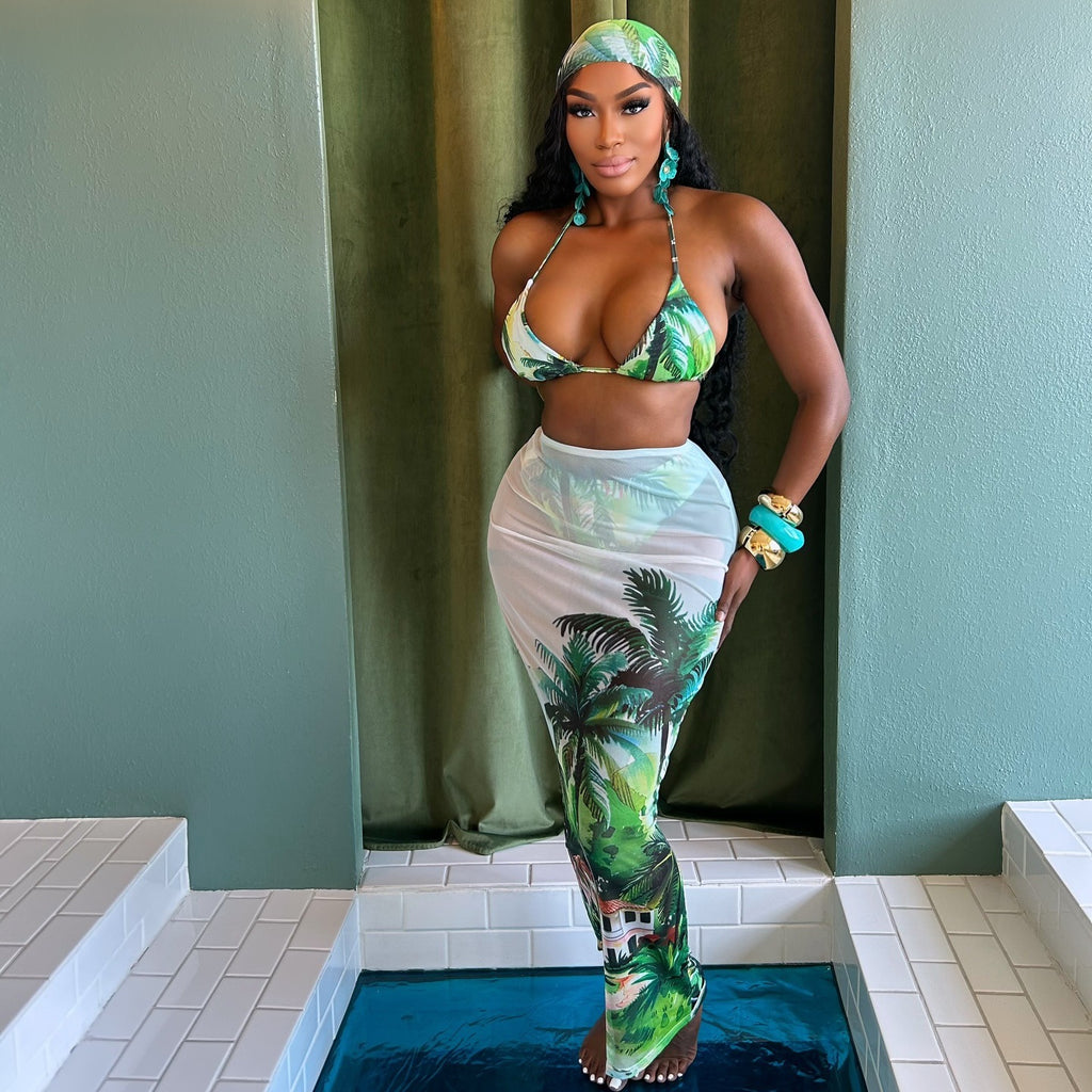 CL73 Three Piece Bikini and Pencil Skirt Cover Up