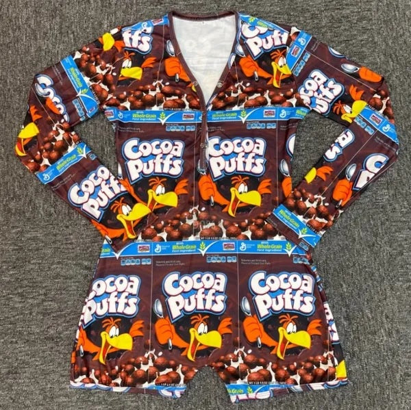 C006 Cocoa Puff Inspired Long Sleeve Short Onesie