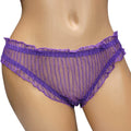 20019 Purple Striped Mesh Ruffled Panty