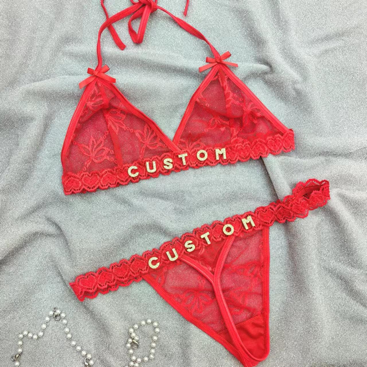 K103 Sexy Lace Bralette and Thong Set 2X