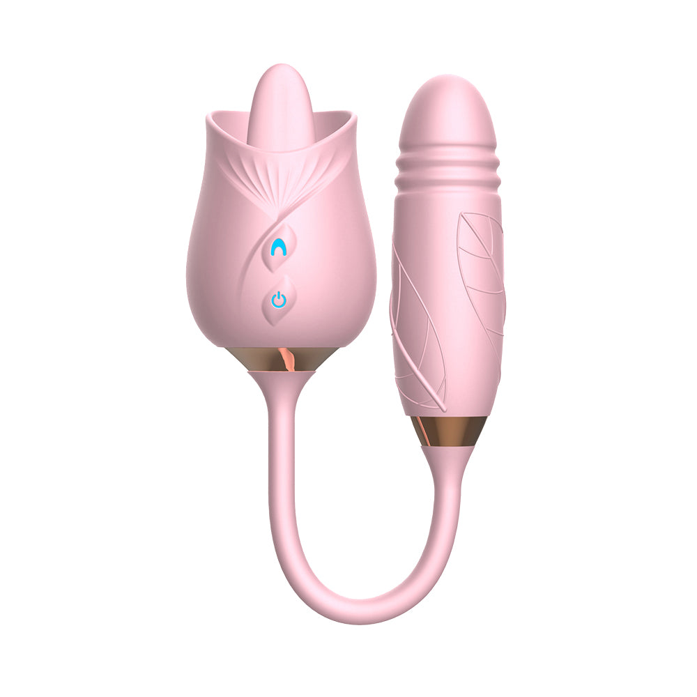T970 Tongue Rose Shape Toy With Penis Dildo Vibrator