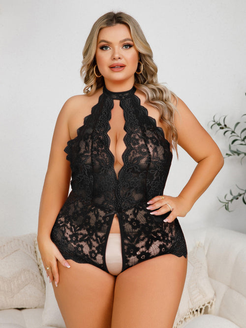 AL580 Lace Crotchless Teddy