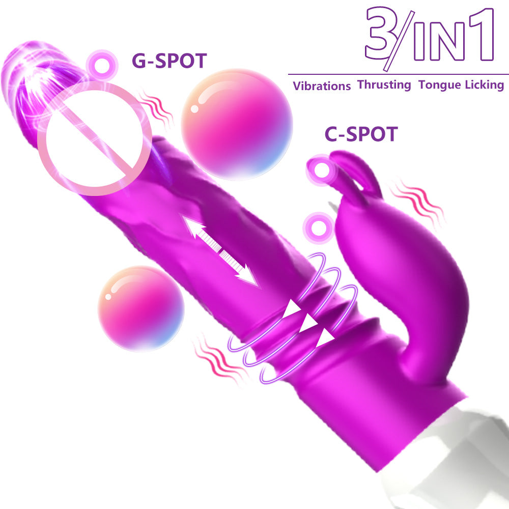 SH52 Purple Soft Silicone Thrusting Rabbit Massager