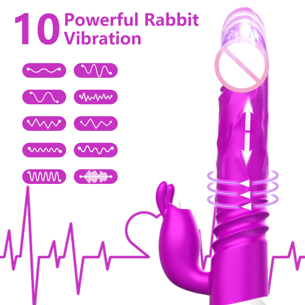 SH52 Purple Soft Silicone Thrusting Rabbit Massager