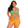 S328 Orange Blue Polka Dot Tankini Swimsuit Set