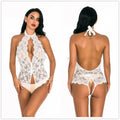SL212 Lace Mesh One-Piece Halter Teddy