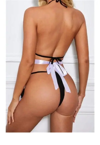 LM342 Black Sexy Maid Lingerie with Hair Accessories