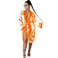 RJ12 Orange Silk/Satin Dollar Printed Robe