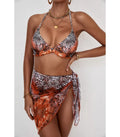 SL676 Leopard Ruffle Bikini with Sarong