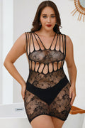 PL152 Black Strappy Hollow-out Lace Chemise