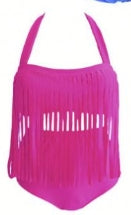 SW614 Fringe Top High Waist 2PC Women Swimsuit