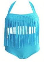 SW614 Fringe Top High Waist 2PC Women Swimsuit