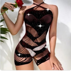 TZ163 Shredded Mesh Romper
