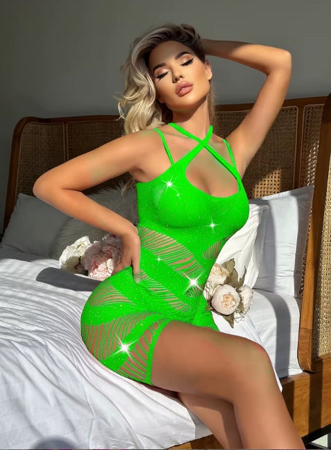 TZ163 Shredded Mesh Romper