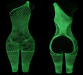 DL41 Green Luminous Fishnet Open Rear Capri Style Bodystocking