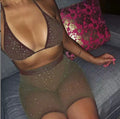 A503 Diamond Fishnet Stocking and Bra Set