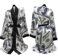 R001 Satin Money  Print Robe
