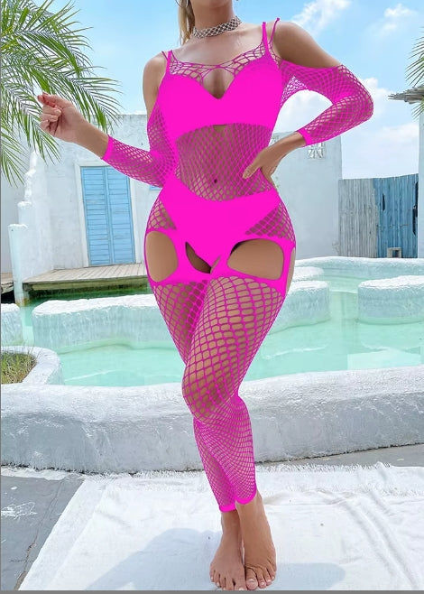 W586 Fishnet Footless Suspender Style Bodystocking