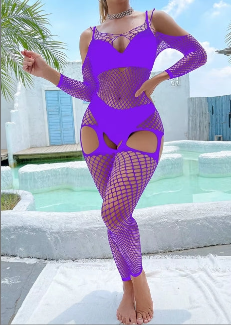 W586 Fishnet Footless Suspender Style Bodystocking
