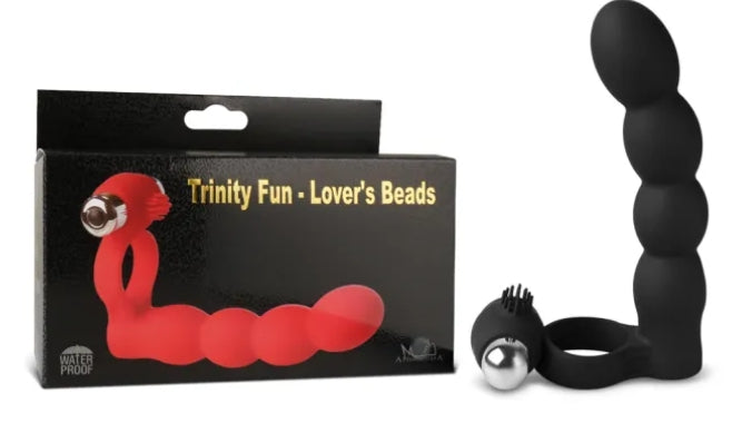 W177 - 7-Speed Black Color Silicone Vibrating Ring with Beads