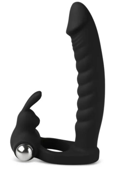 W172 -  7-Speed Silicone Vibrating Rabbit Cock Ring with Realistic Dildo