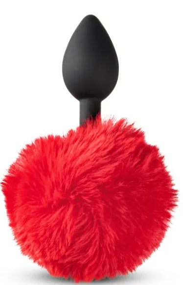 WB65 Black Silicone Butt Plug Puff Tail