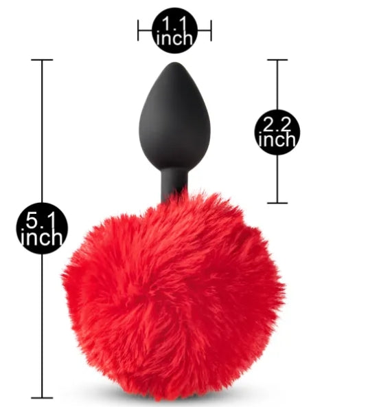 WB65 Black Silicone Butt Plug Puff Tail