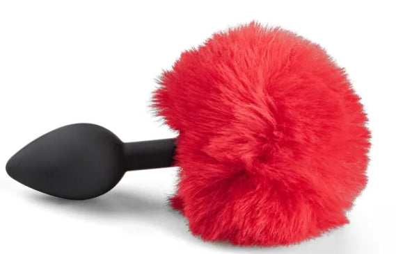 WB65 Black Silicone Butt Plug Puff Tail