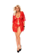 44091X   Red Eyelash Lace Babydoll & G-String Set
